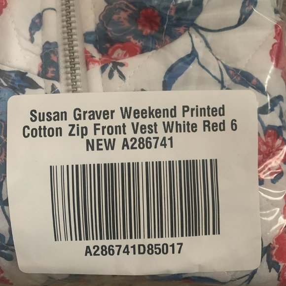 NWT SUSAN GRAVER WEEKEND FLORAL ZIP FRONT‎ VEST 6 - Picture 11 of 11